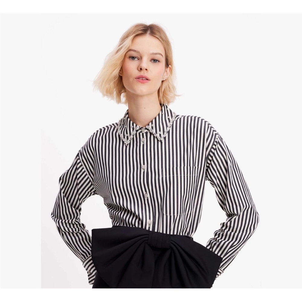 kate spade Black and White Striped Button Down Shirt